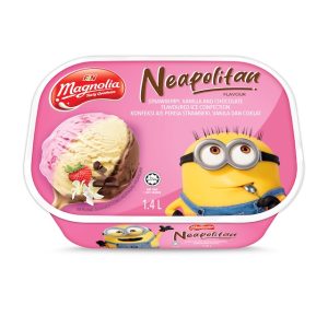 Aiskrim Magnolia Neapolitan 1.4L edisi Minions dalam pembungkusan eksklusif