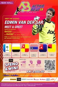 AEON MALL Active Beat 3.0 bersama Edwin van der Sar - Poster rasmi acara Julai Ogos 2025
