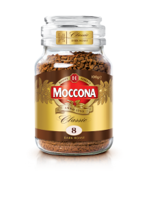 Balang kopi MOCCONA Number 8 Classic Dark Roast dengan aroma penuh dan rasa berani, pilihan pencinta kopi yang intens