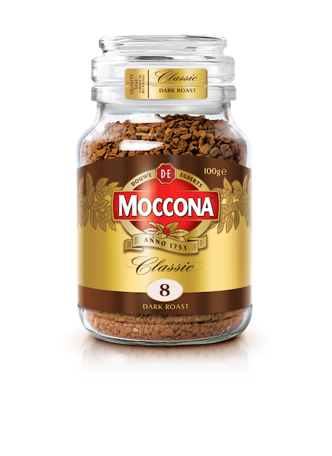Balang kopi MOCCONA Number 8 Classic Dark Roast dengan aroma penuh dan rasa berani, pilihan pencinta kopi yang intens