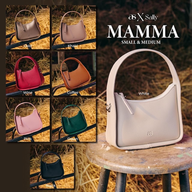 Beg tangan AS x Sally koleksi Mamma dengan dua saiz S dan M material PU leather