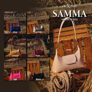 Beg tangan AS x Sally koleksi Samma Medium dengan dua material glossy dan denim