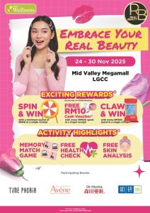 oster promosi AEON Wellness Real Beauty Fair 2025 menampilkan tarikh, lokasi, jenama popular dan aktiviti menarik