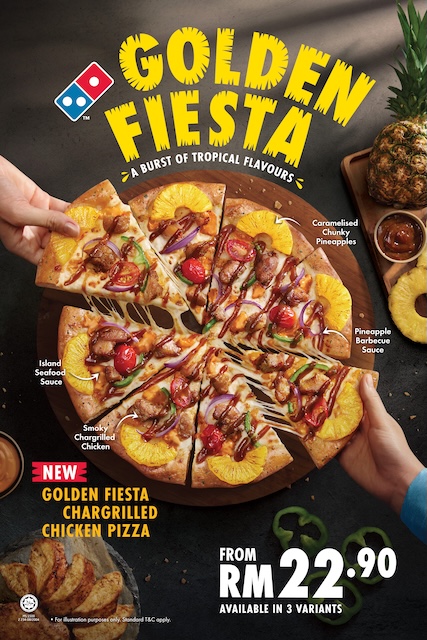 Golden Fiesta Pizza Domino’s Malaysia dengan topping nanas berkaramel