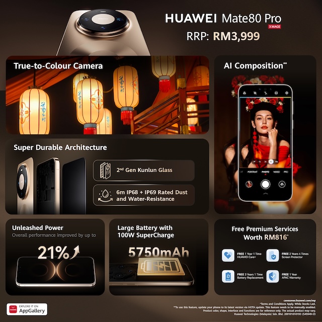 Promosi pre-order HUAWEI Mate 80 Pro Malaysia dengan free gift e