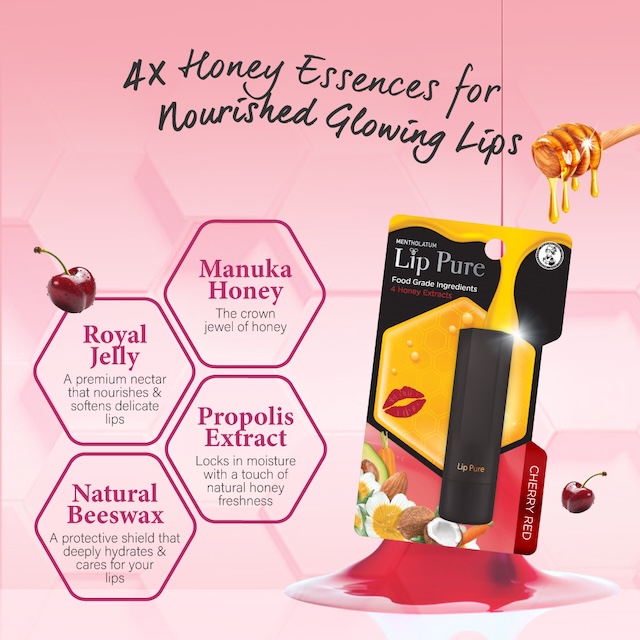 Pelembap Bibir Lip Pure Tinted Mentholatum dengan bahan gred makanan 