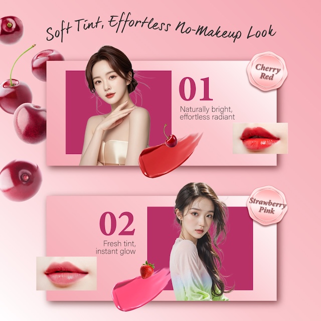 Sapuan Pelembap Bibir Lip Pure Tinted Mentholatum dengan kemasan warna lut sinar