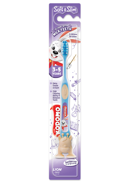 Kodomo Soft Slim Toothbrush untuk kanak-kanak 3 hingga 5 tahun dengan bulu berus lembut