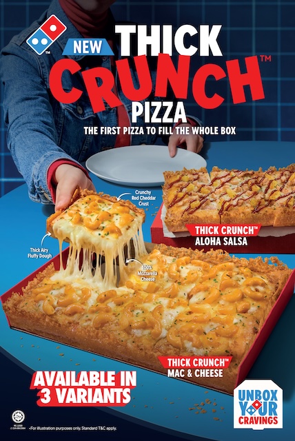 Domino's Thick Crunch Pizza baharu dengan tekstur tebal dan rangup
