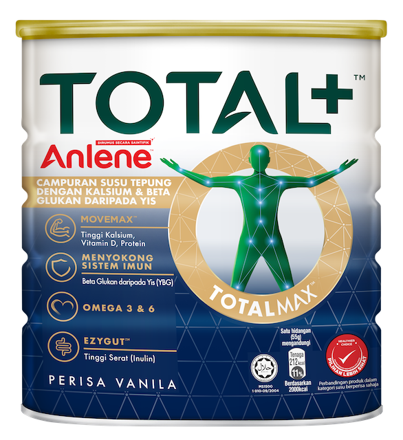 Susu tepung dewasa Anlene TOTAL+ Baharu dengan formula TotalMax™ dan MOVEMAX™